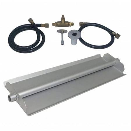Tretco 30 in. 14GA Powder Coated Linear Burner Pan Kit, Natural Gas OB5-BK1-30-NG